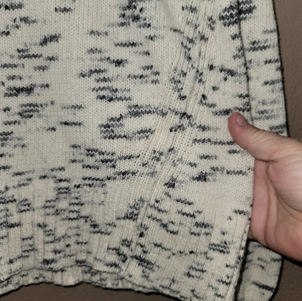 J. Crew Speckled Cotton Sweater Large Ivory Charcoal